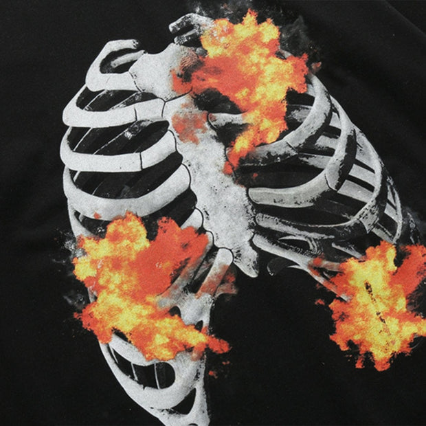 Combustion Skeleton Graphic Tee Streetwear Brand Techwear Combat Tactical YUGEN THEORY