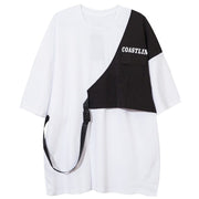 Contrasting Color Stitching Buckle Streamer Tee Streetwear Brand Techwear Combat Tactical YUGEN THEORY