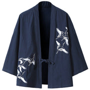 Crane Embroidery Cardigan Kimono Streetwear Brand Techwear Combat Tactical YUGEN THEORY