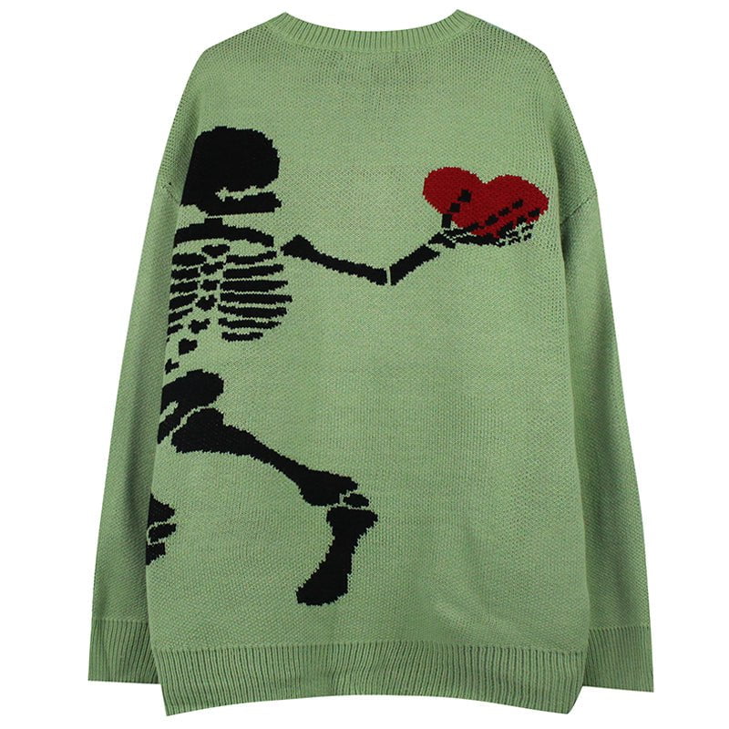 Crewneck Sweater Skeleton Heart Streetwear Brand Techwear Combat Tactical YUGEN THEORY