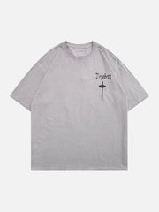 Cross Washed Cotton Graphic Tee Streetwear Brand Techwear Combat Tactical YUGEN THEORY