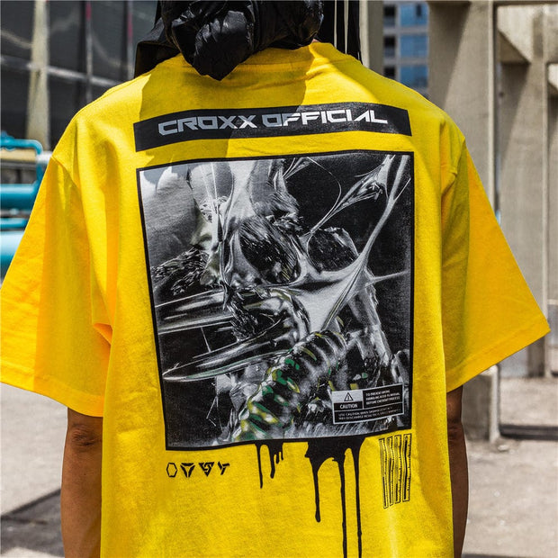 CROXX  Liquid Chrome T-Shirt Streetwear Brand Techwear Combat Tactical YUGEN THEORY