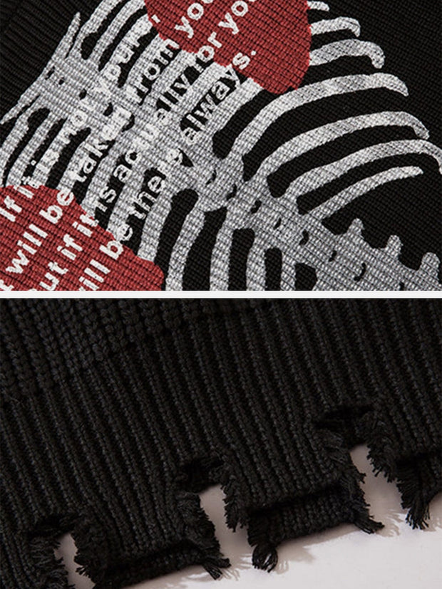 Cut Skeleton Love Letters Sweater Streetwear Brand Techwear Combat Tactical YUGEN THEORY