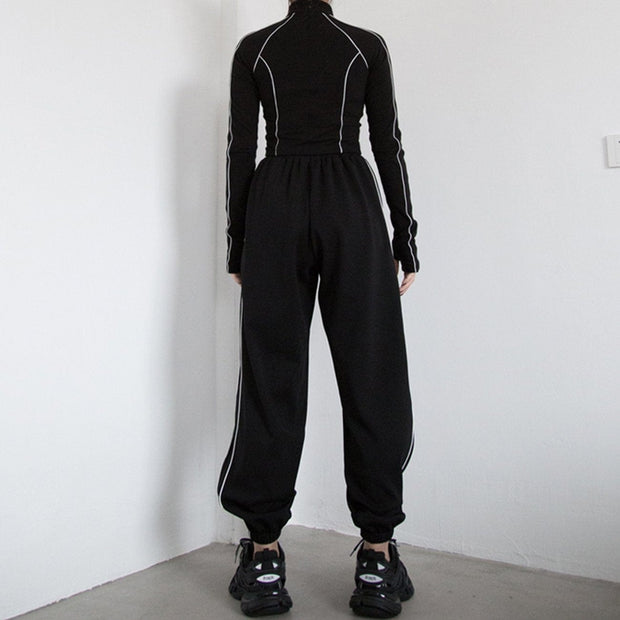 Cyberpunk Reflective Embroidery Long Sleeve T Shirt Streetwear Brand Techwear Combat Tactical YUGEN THEORY