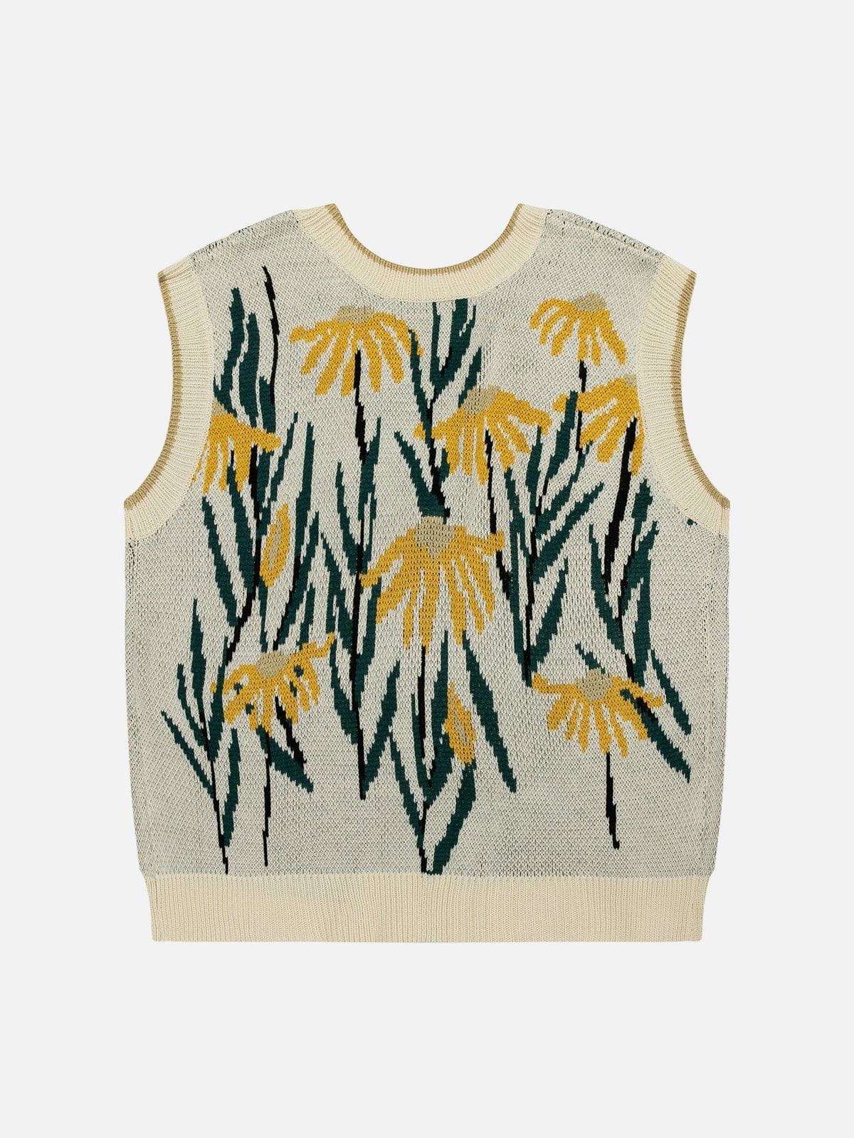 Daisies Lace Up Design Sweater Vest Streetwear Brand Techwear Combat Tactical YUGEN THEORY