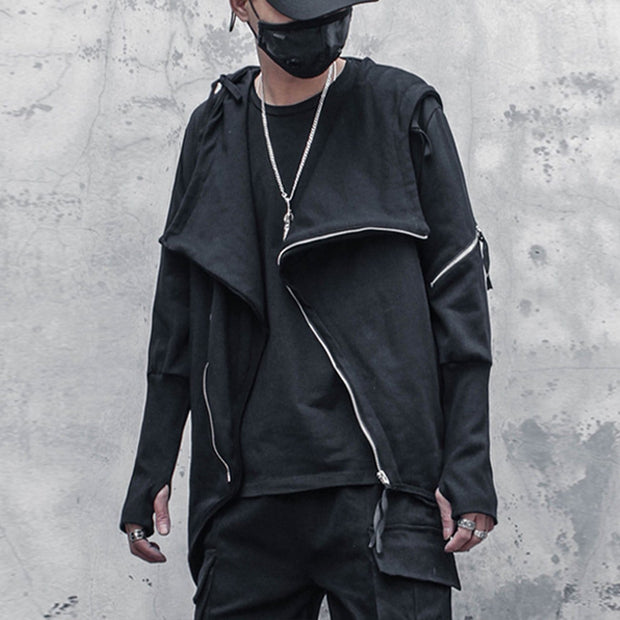 Dark Asymmetric Side Zip Cape Jacket Streetwear Brand Techwear Combat Tactical YUGEN THEORY