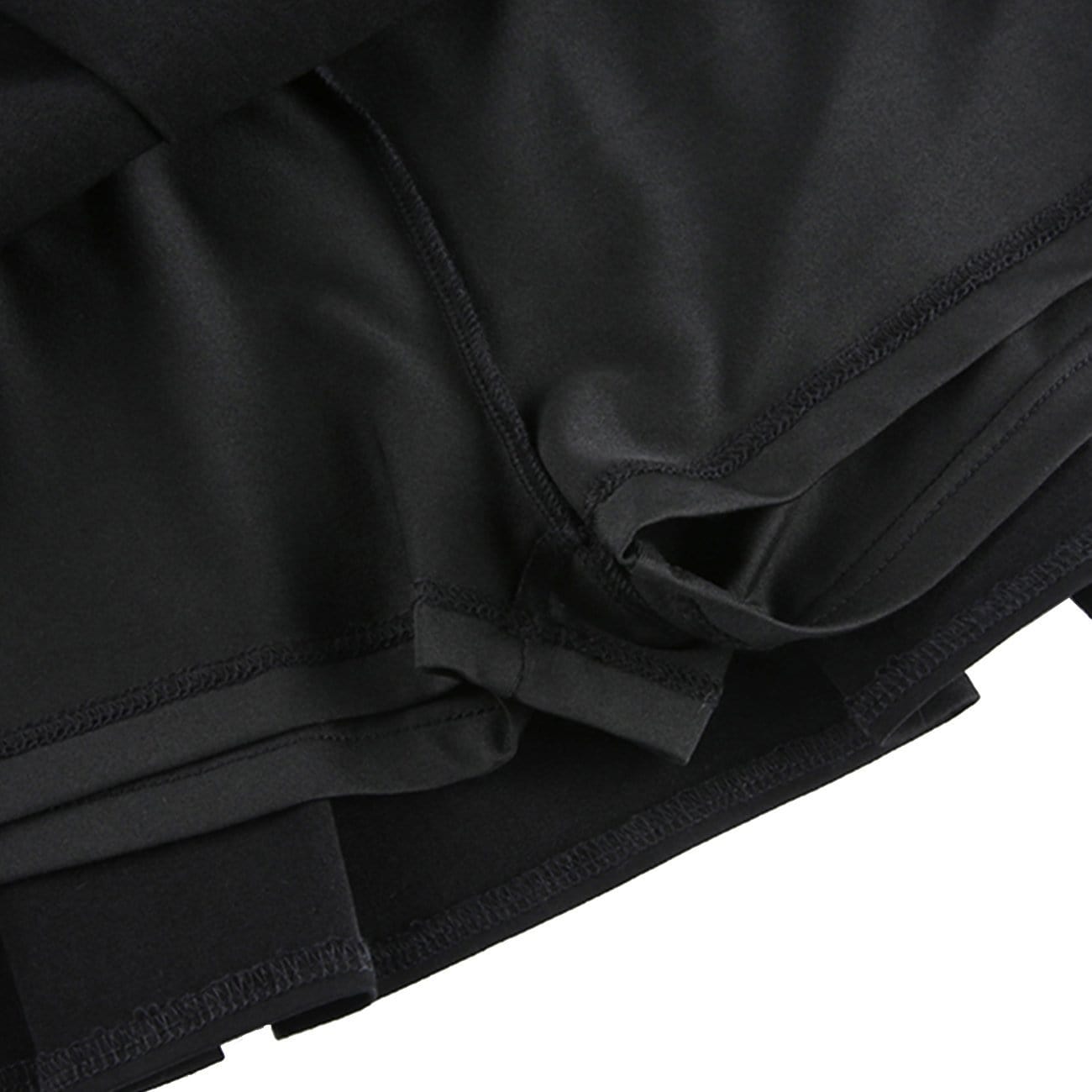 Dark Babes High-waisted Leather Pleated Skirt Streetwear Brand Techwear Combat Tactical YUGEN THEORY