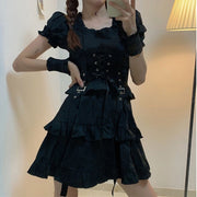 Dark Belted Lolita Retro Cake Dress Streetwear Brand Techwear Combat Tactical YUGEN THEORY