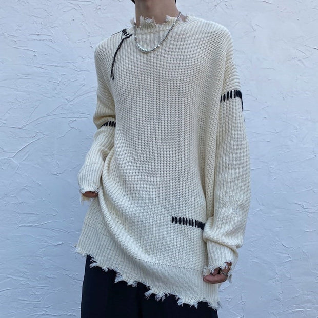 Dark Burr Hole Knitted Sweater Streetwear Brand Techwear Combat Tactical YUGEN THEORY