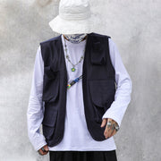 Dark Button Pockets Cardigan Vest Streetwear Brand Techwear Combat Tactical YUGEN THEORY