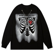 Dark Chain Skeleton Love Print Sweatshirt Streetwear Brand Techwear Combat Tactical YUGEN THEORY