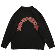 Dark Character Graffiti Knitted Sweater Streetwear Brand Techwear Combat Tactical YUGEN THEORY