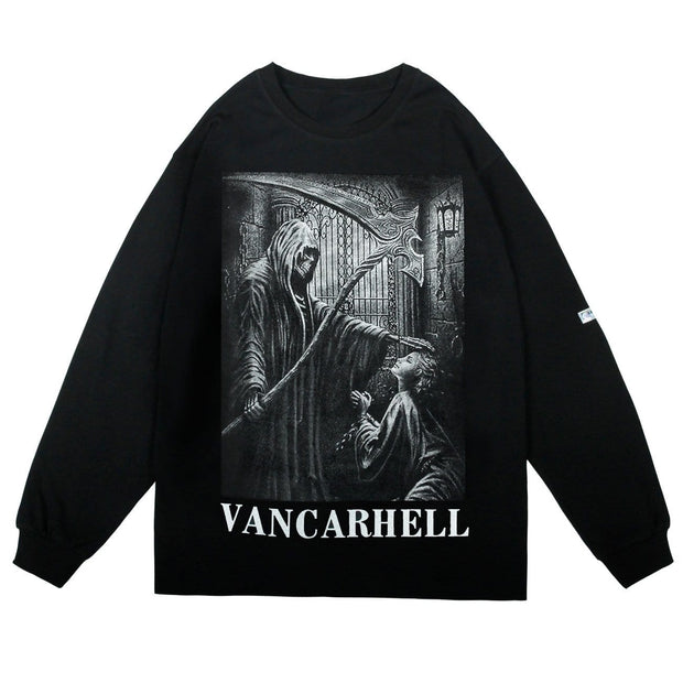 Dark Devil Girl Print Cotton Sweatshirt Streetwear Brand Techwear Combat Tactical YUGEN THEORY