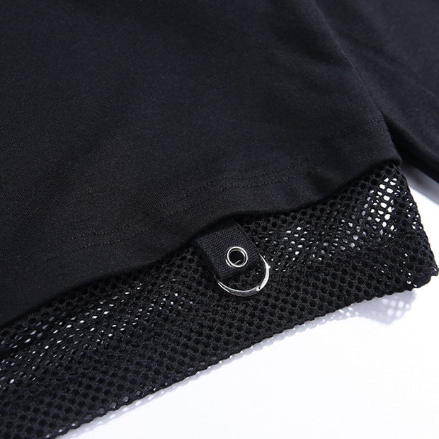 Dark Fake Two Net Yarn Skeleton Print Hoodie Streetwear Brand Techwear Combat Tactical YUGEN THEORY