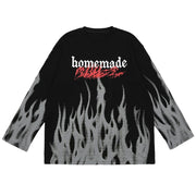 Dark Fire Flame Print Sweatshirt Streetwear Brand Techwear Combat Tactical YUGEN THEORY