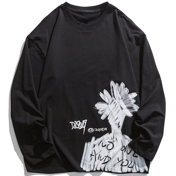 Dark Flowers Graffiti Sweatshirt Streetwear Brand Techwear Combat Tactical YUGEN THEORY