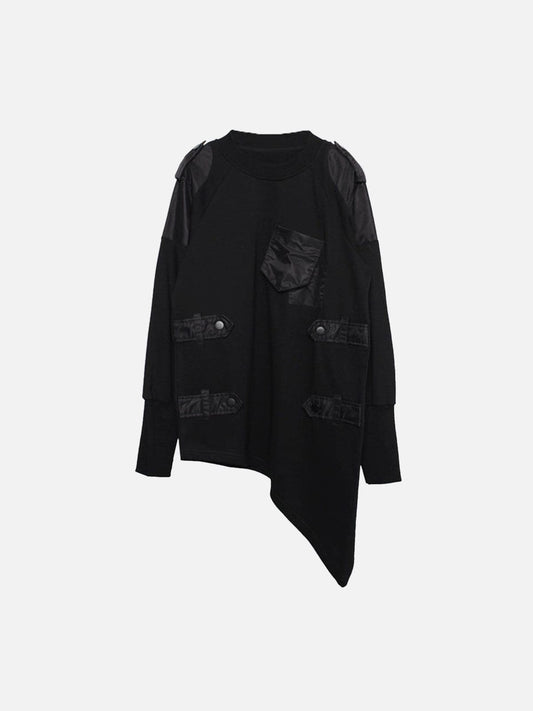 Dark Function Asymmetric Patchwork Sweatshirt Streetwear Brand Techwear Combat Tactical YUGEN THEORY