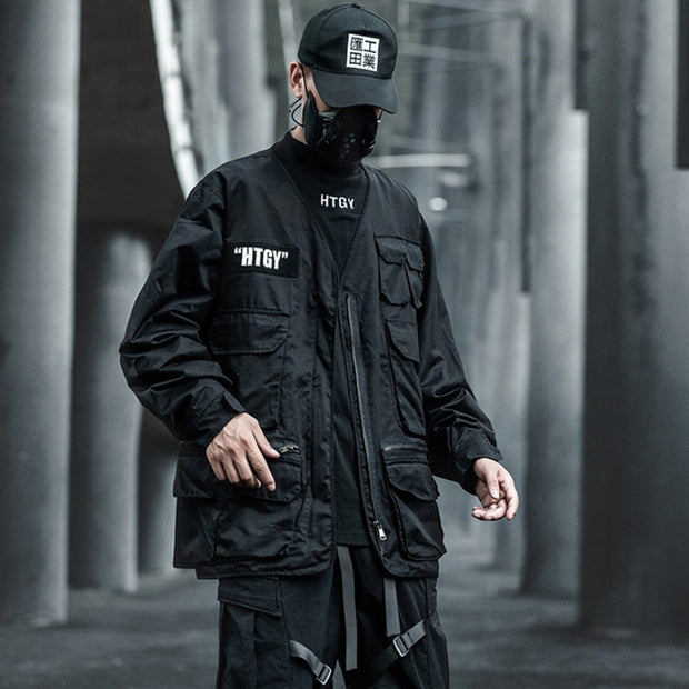 Dark Function Multi Pockets Cardigan Jacket Streetwear Brand Techwear Combat Tactical YUGEN THEORY