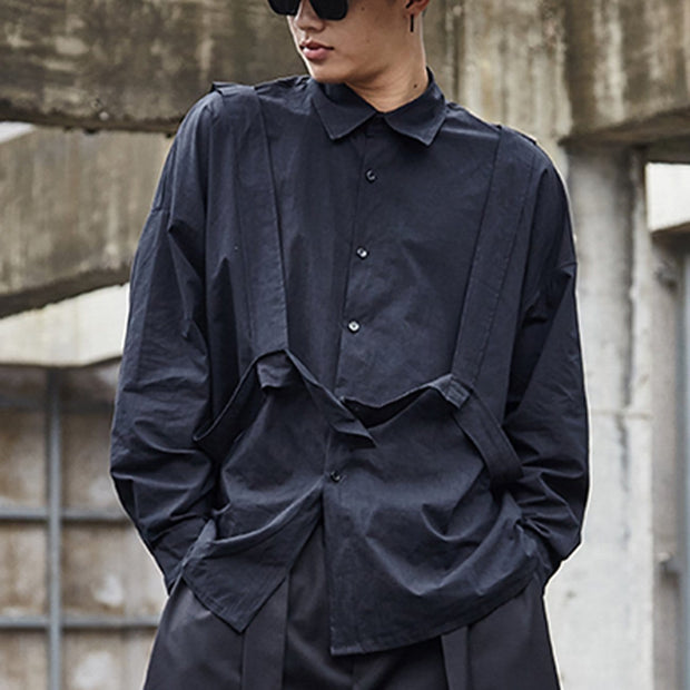 Dark Function Strap Oversized Long Sleeve Shirt Streetwear Brand Techwear Combat Tactical YUGEN THEORY