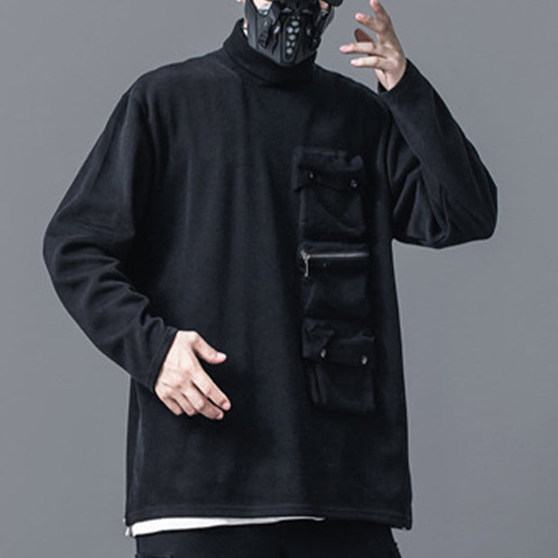 Dark Functional Multi-pocket Turtleneck Sweatshirt Streetwear Brand Techwear Combat Tactical YUGEN THEORY