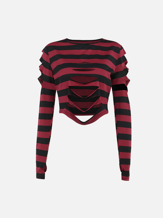 Dark Hole Stripes Long Sleeve T Shirt Streetwear Brand Techwear Combat Tactical YUGEN THEORY