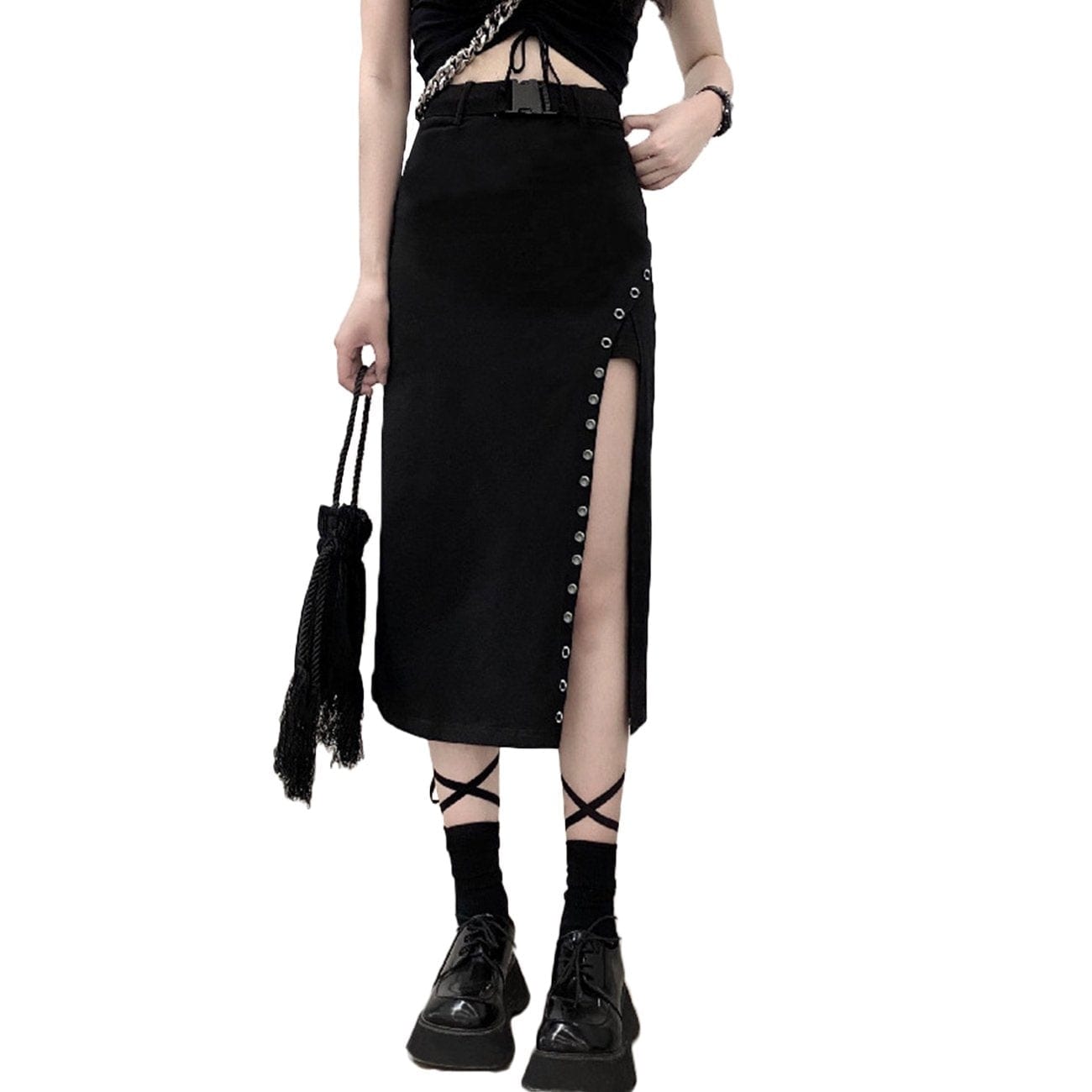 Dark Individually Designed Slit Skirt Streetwear Brand Techwear Combat Tactical YUGEN THEORY