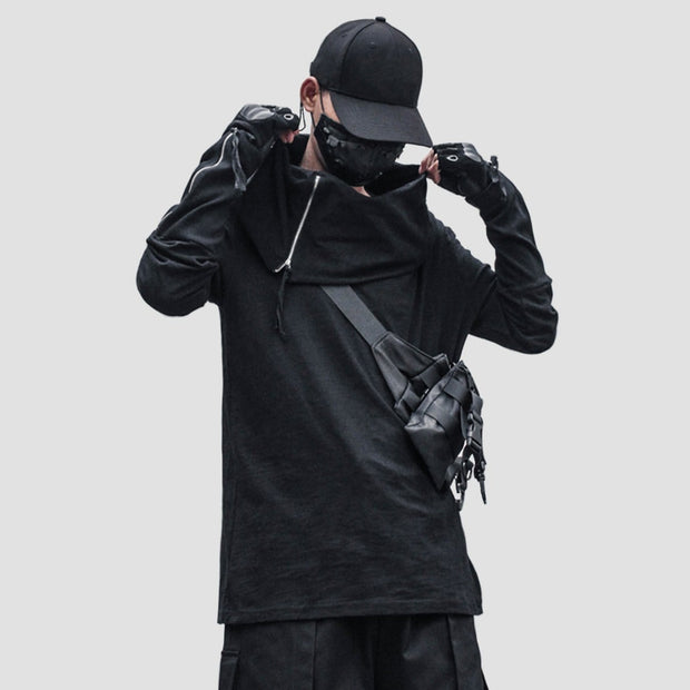 Dark Irregular Turtleneck Zipper Sweatshirt Streetwear Brand Techwear Combat Tactical YUGEN THEORY