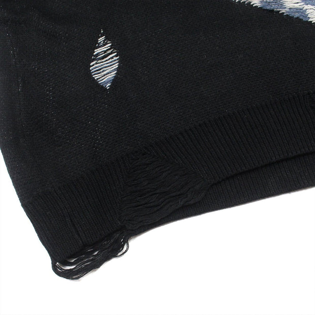 Dark Love Ripped Knitted Sweater Streetwear Brand Techwear Combat Tactical YUGEN THEORY