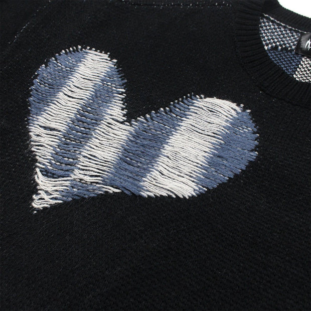 Dark Love Ripped Knitted Sweater Streetwear Brand Techwear Combat Tactical YUGEN THEORY