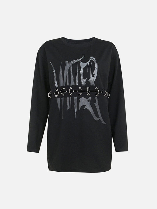 Dark Metal Buckle Long Sleeve T Shirt Streetwear Brand Techwear Combat Tactical YUGEN THEORY