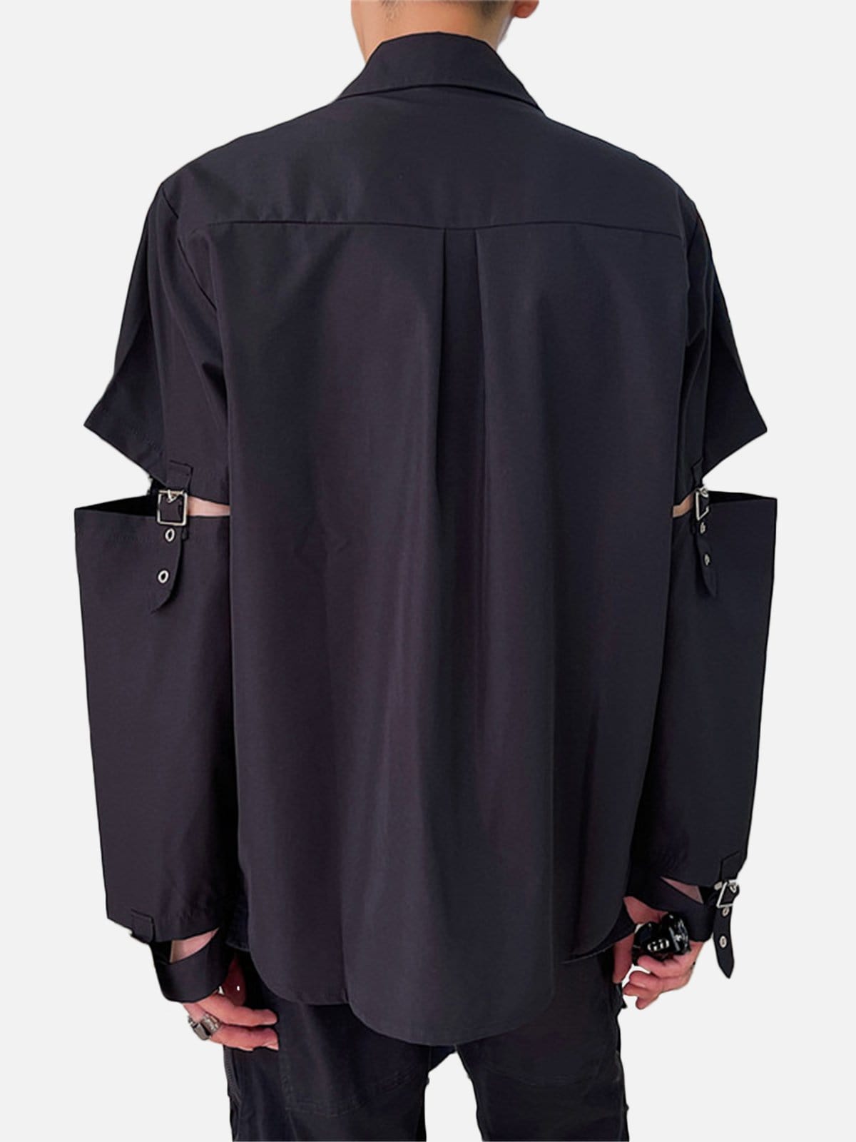 Dark Metal Straps Tie Long Sleeve Shirt Streetwear Brand Techwear Combat Tactical YUGEN THEORY