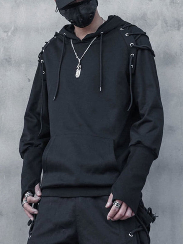 Dark Patchwork Bandage Hoodie Streetwear Brand Techwear Combat Tactical YUGEN THEORY