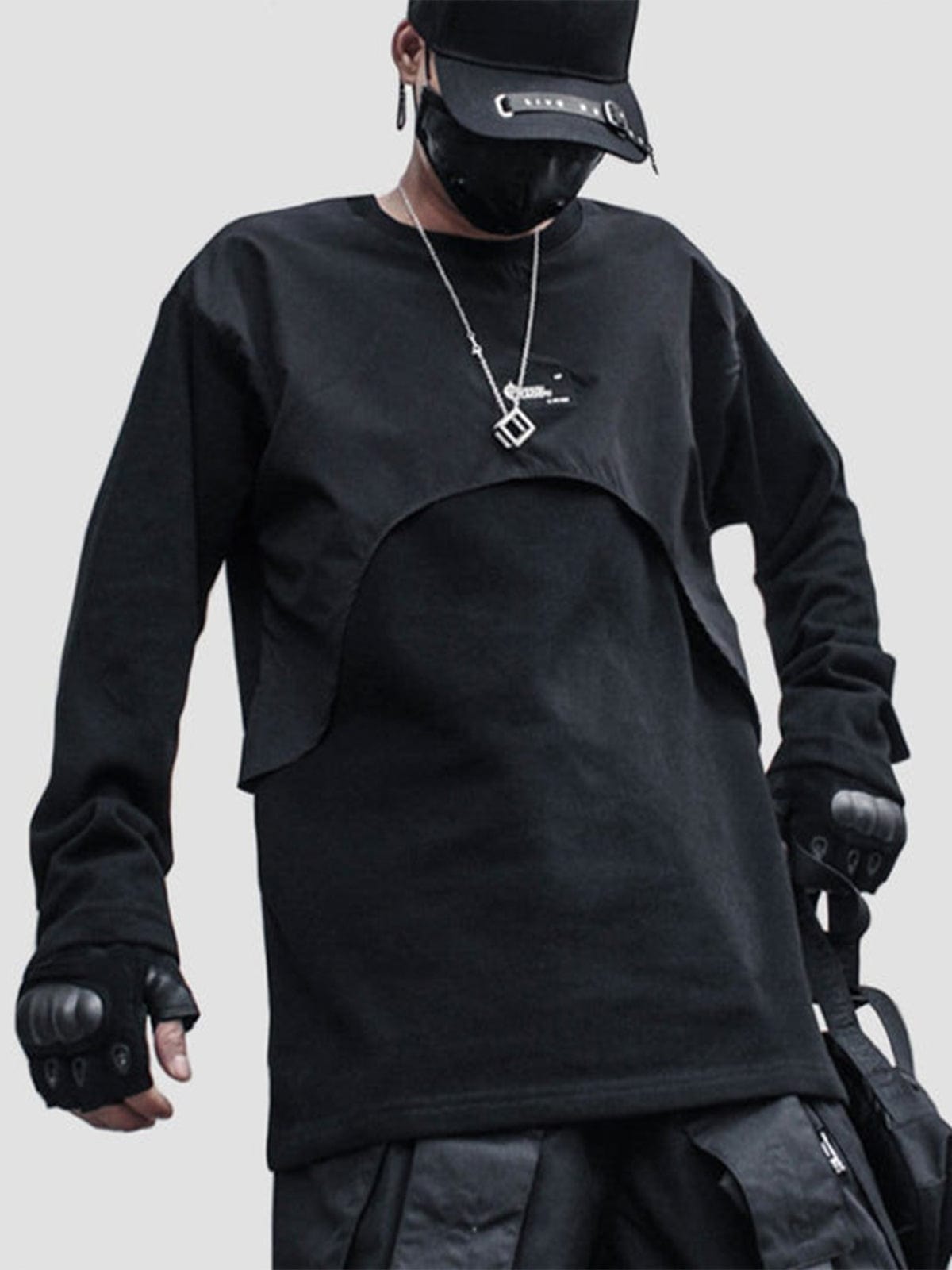 Dark Patchwork Fake Two Sweatshirt Streetwear Brand Techwear Combat Tactical YUGEN THEORY