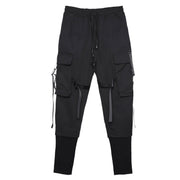Dark Patchwork Multi Pockets Ribbons Pants Streetwear Brand Techwear Combat Tactical YUGEN THEORY