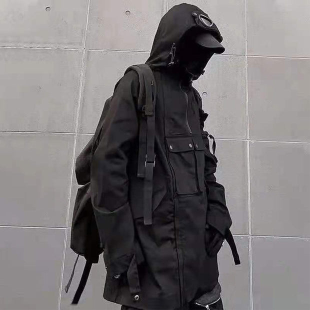 Dark Patchwork Pockets Sunglasses Jacket Streetwear Brand Techwear Combat Tactical YUGEN THEORY