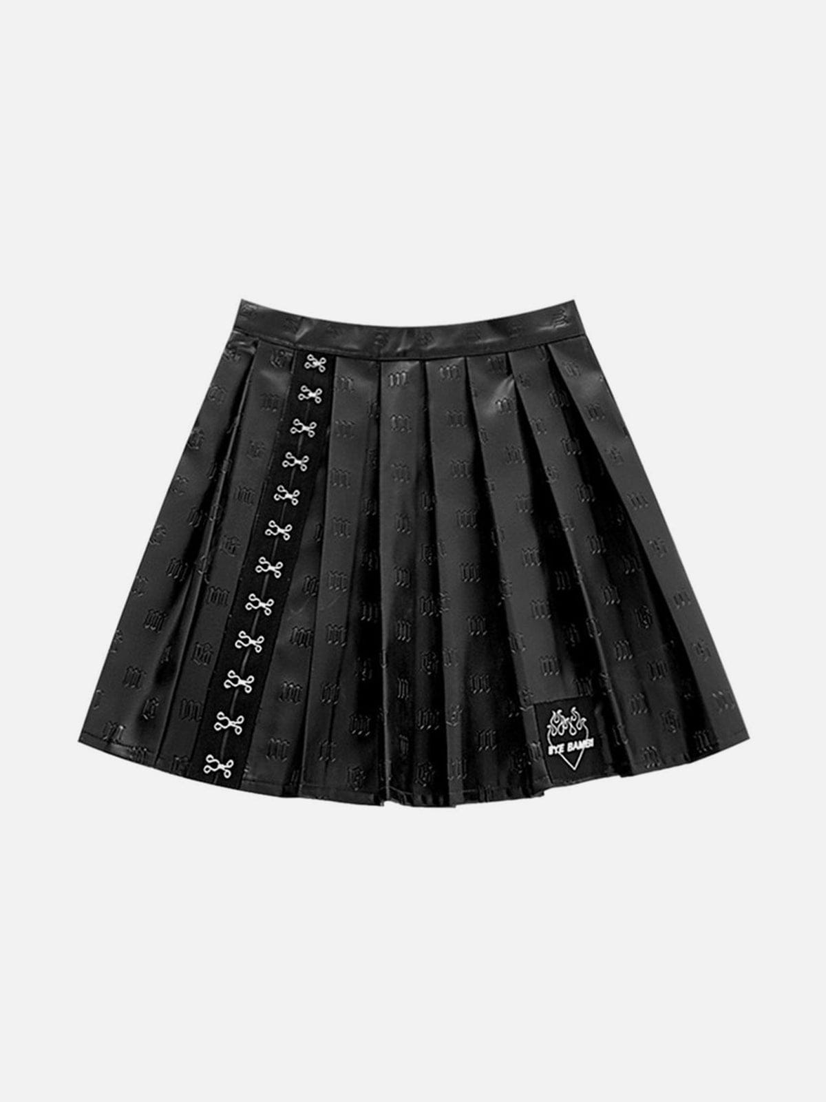 Dark Pattern Letters PU Skirt Streetwear Brand Techwear Combat Tactical YUGEN THEORY
