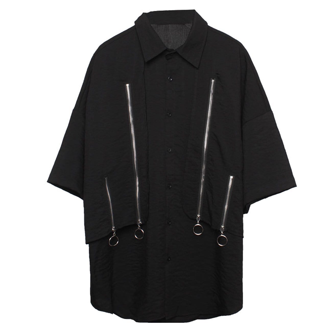 Dark Personalized Zipper Patchwork Shirt Streetwear Brand Techwear Combat Tactical YUGEN THEORY