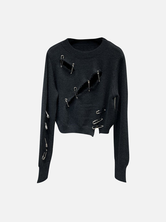 Dark Pins Cut Out Sweater Streetwear Brand Techwear Combat Tactical YUGEN THEORY