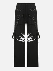 Dark Print Rivet Ribbons Pants Streetwear Brand Techwear Combat Tactical YUGEN THEORY