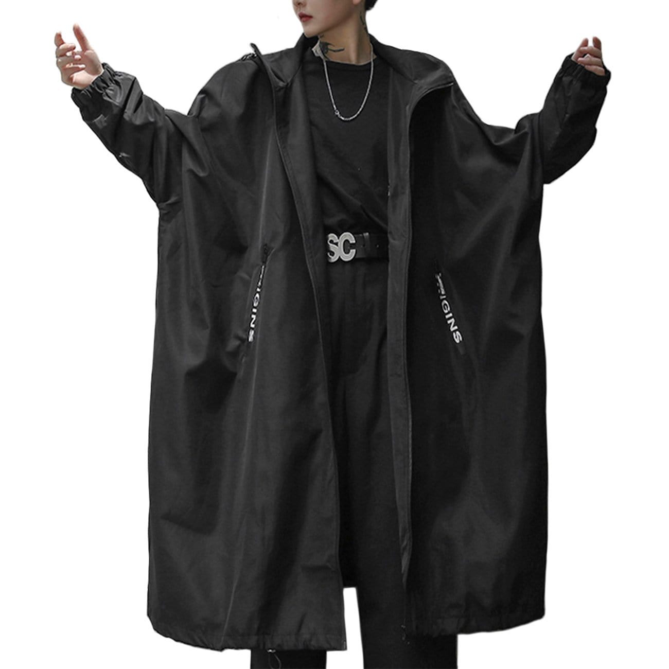 Dark Print Wizard Cloak Mid-length Oversized Jacket Streetwear Brand Techwear Combat Tactical YUGEN THEORY