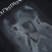 Dark Psychedelic Humanoid Print Oversized Sweatshirt Streetwear Brand Techwear Combat Tactical YUGEN THEORY