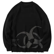 Dark Reflective Biochemical Weapon Print Knitted Sweater Streetwear Brand Techwear Combat Tactical YUGEN THEORY