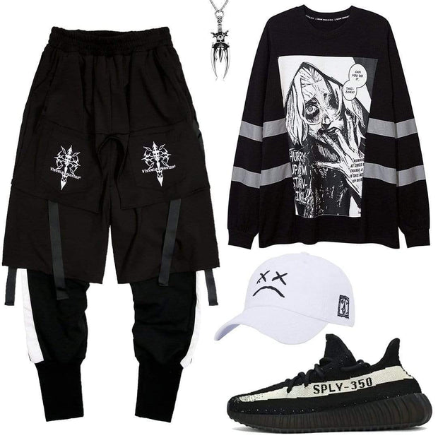 Dark Reflective Demon Graphic Sweatshirt Streetwear Brand Techwear Combat Tactical YUGEN THEORY