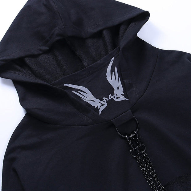 Dark Sexy Cool Butterfly Print Chain Hoodie Streetwear Brand Techwear Combat Tactical YUGEN THEORY