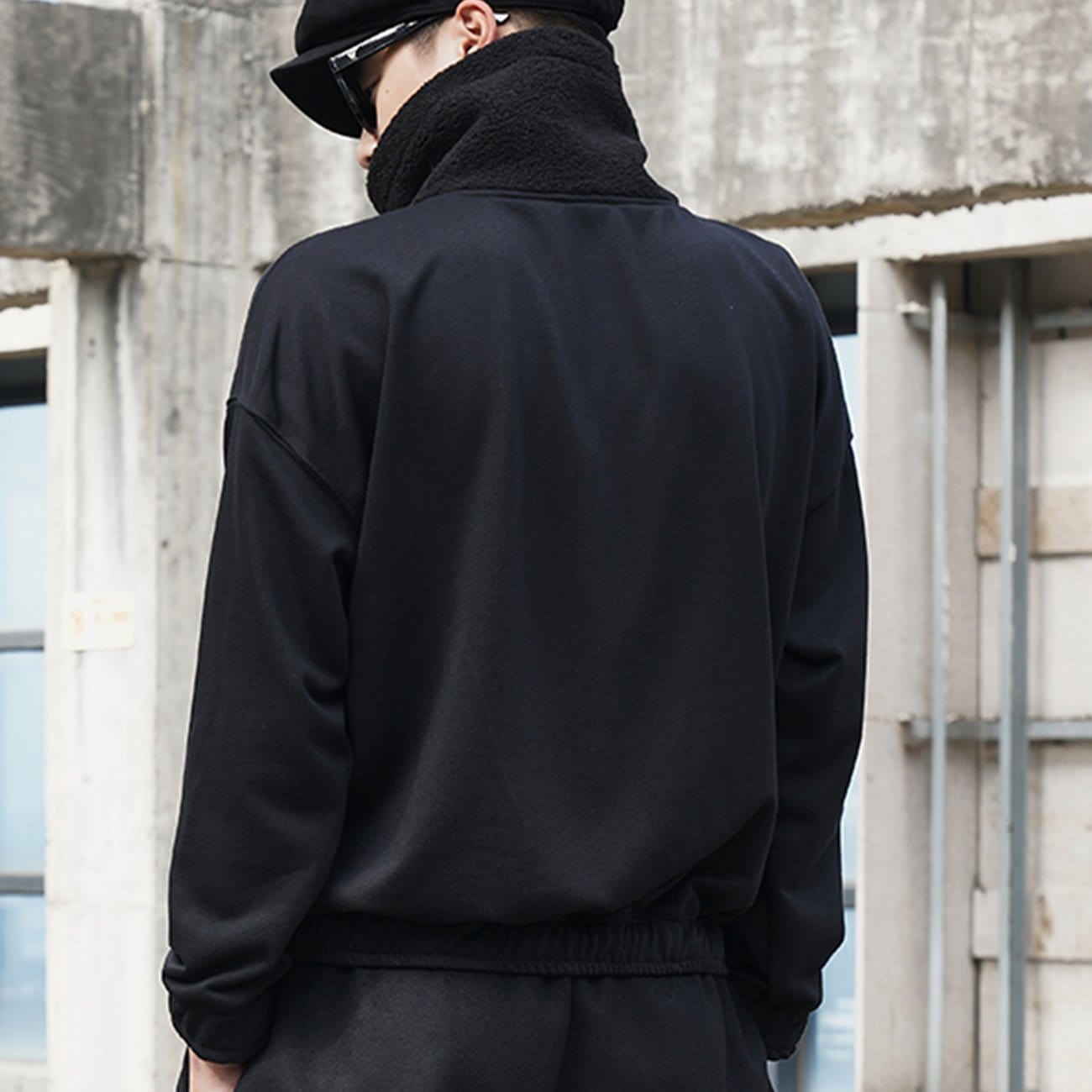 Dark Sherpa High-neck Drawstring Sweatshirt Streetwear Brand Techwear Combat Tactical YUGEN THEORY