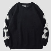 Dark Skeleton Print Knitted Sweater Streetwear Brand Techwear Combat Tactical YUGEN THEORY