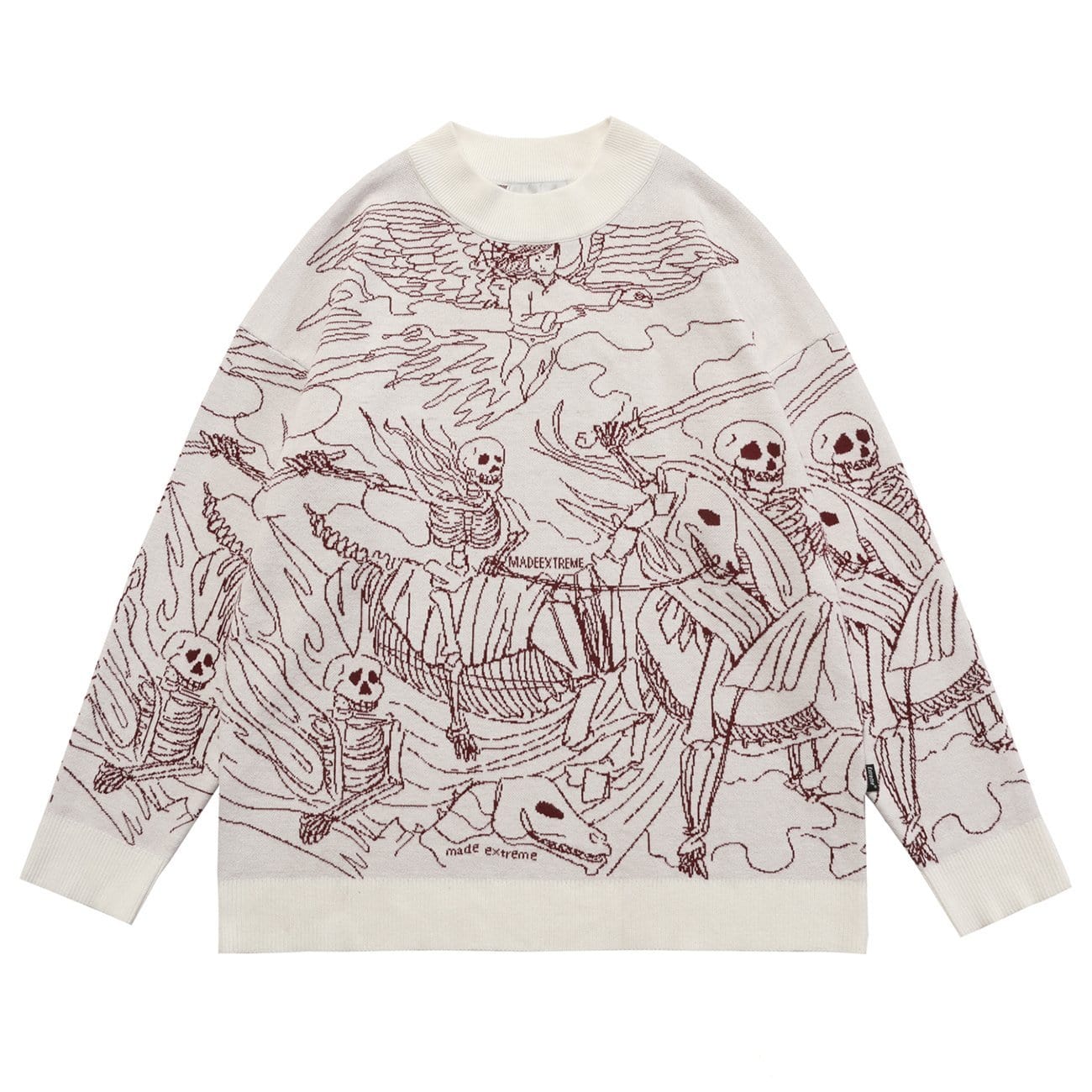 Dark Skeleton Riding Horse Knitted Sweater Streetwear Brand Techwear Combat Tactical YUGEN THEORY
