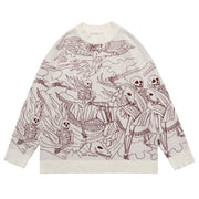 Dark Skeleton Riding Horse Knitted Sweater Streetwear Brand Techwear Combat Tactical YUGEN THEORY
