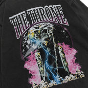 Dark Skull Lightning Print Ripped Hole Sweatshirt Streetwear Brand Techwear Combat Tactical YUGEN THEORY