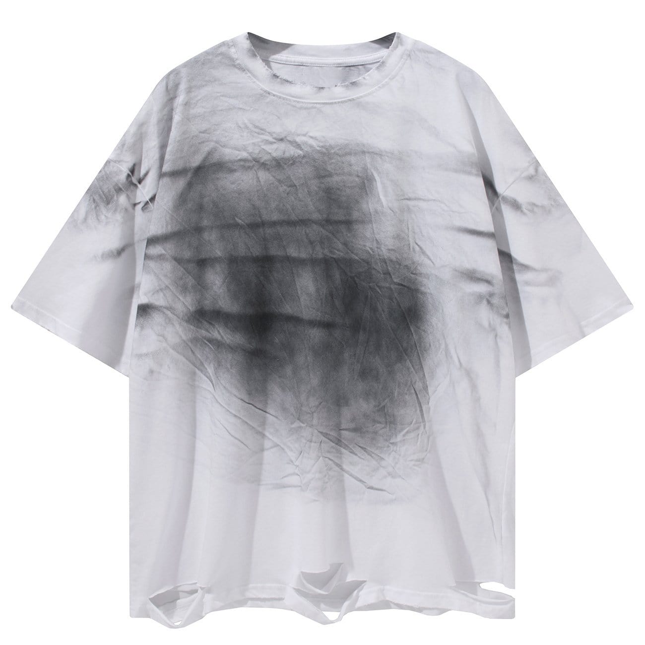 Dark Spray Paint Ripped Hole Cotton Tee Streetwear Brand Techwear Combat Tactical YUGEN THEORY